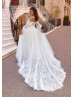 Detachable Sleeves Ivory Lace Tulle Unique Wedding Dress Detachable Sleeves Ivory Lace Tulle Unique Wedding Dress